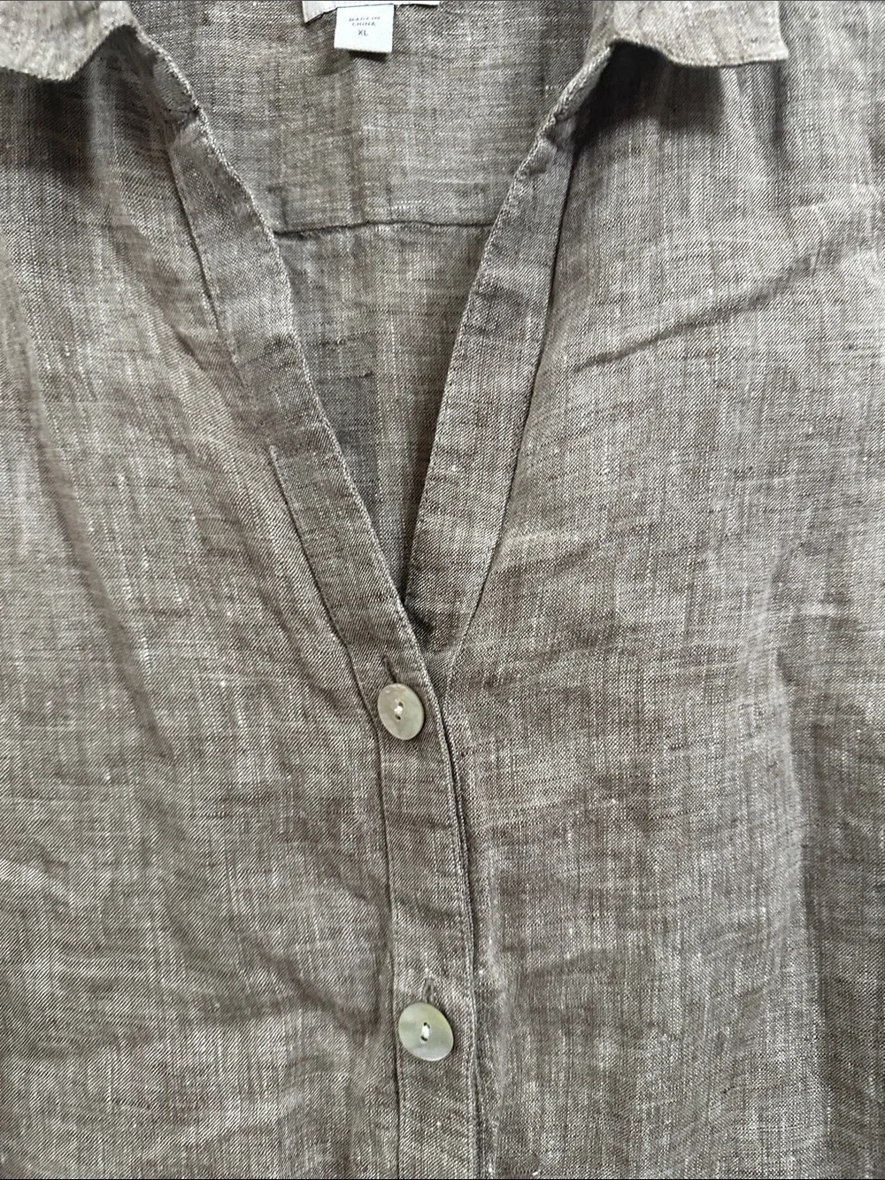 J. Jill Linen Sleeveless Button-Front Top in Taupe